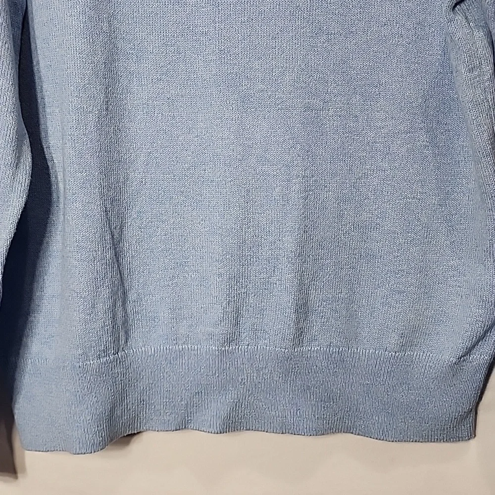 J.Crew Men's 1/4 Zipper Long Sleeve Tight Knit Sweater‎ Shirt Size M Cotton Blue
